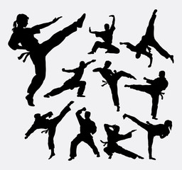 Martial art 2 male and female silhouettes © ComicVector