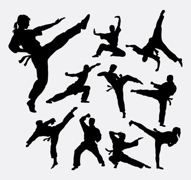 Martial art 2 male and female silhouettes