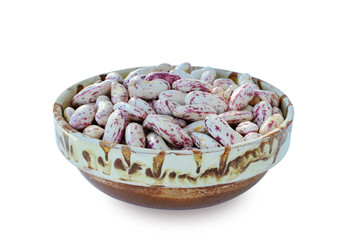 Shelled fresh beans in a bowl isolated