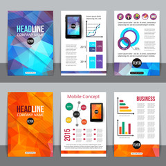 Set of corporate business stationery brochure templates with