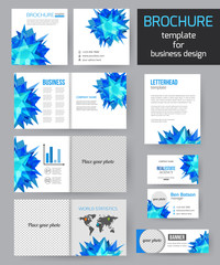 Fototapeta na wymiar Set of corporate business stationery brochure templates with