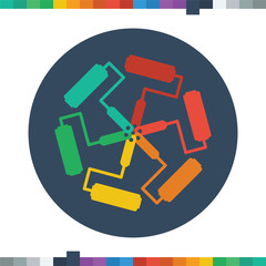 Flat paint roller logo, six paint roller symbols forming a circle.