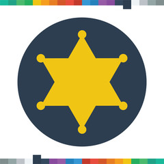 Flat police icon in a circle.