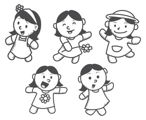 cute girl with various expression