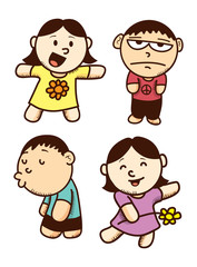 set of cute children expressions cartoon