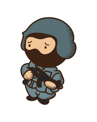 soldier holding gun cartoon