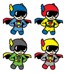 super hero in various color