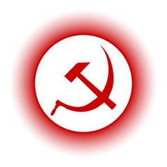 Hammer and sickle sign button.