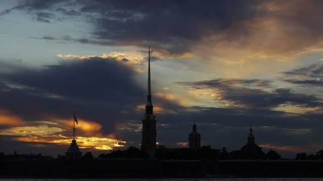 Timelapse, Peter and Paul fortress, Neva river, Saint-Petersburg, Russia