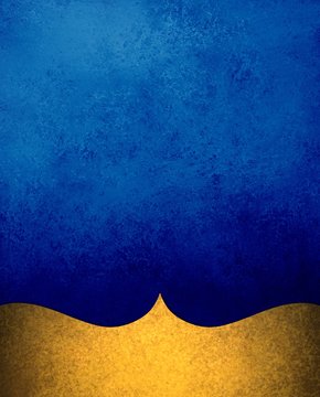 Blue Background Paper With Gold Border Design Element And Vintage Background Texture