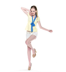 Full length casual pretty leisure girl posing 