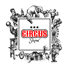 Hand drawn sketch circus and amusement vector illustration