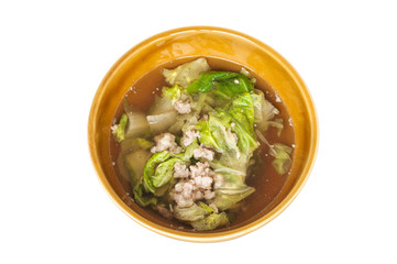 Soup made from pork and vegetable, Isolated
