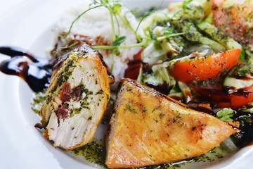 roasted chicken and  rice