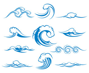 Waves of sea or ocean waves, vector illustration © K3Star