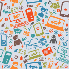 Seamless pattern of the icons on the Internet