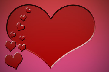 Red hearts on a gradient background