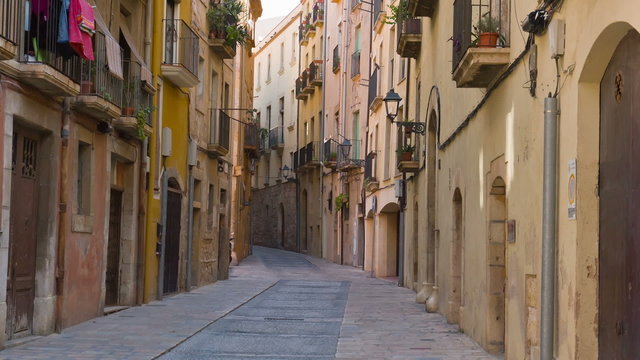 Old town street in Tarragona city, Costa Daurada Spain