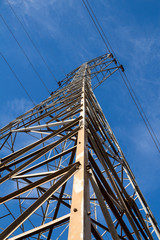Electric power transmission with blue sky