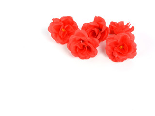 red rose artificial flower on white background