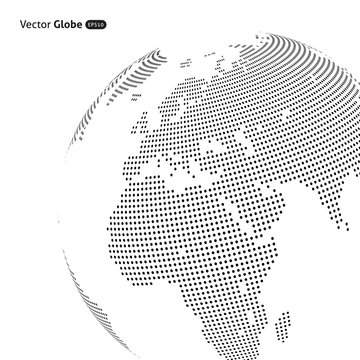 Vector Abstract Dotted Globe, Central Heating View On Europe And