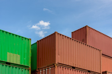 Containers in the port on the daytime