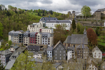 Fototapeta na wymiar view of Monschau from hill, Germany