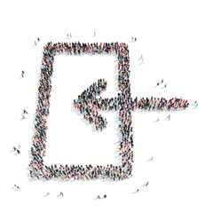 group  people  shape  arrow door