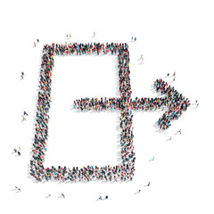 group  people  shape  arrow door