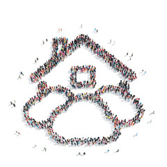 group people  shape  house clouds