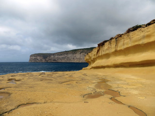 Seascape with rock of Gozo island