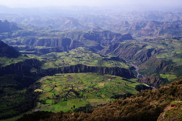 View on lower parts of Simien mountains from the edge of escarpment near Sankaber Camp