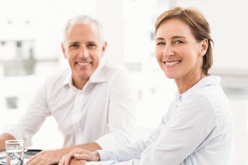 Fototapeta premium Smiling business partner making an arrangement 