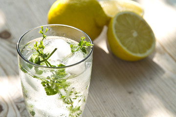 glass of mojito with ice