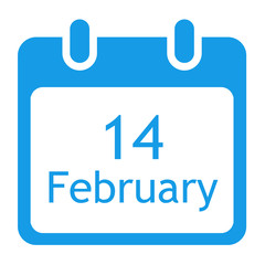 Icono calendario 14 February azul