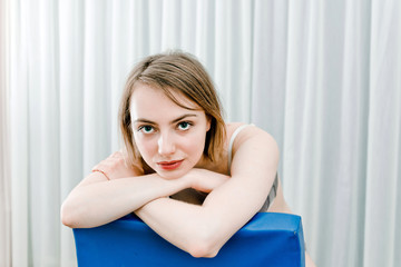 young attractive caucasian woman in lingerie