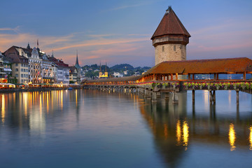 Lucerne. Image of Lucerne, Switzerland during twilight blue hour.