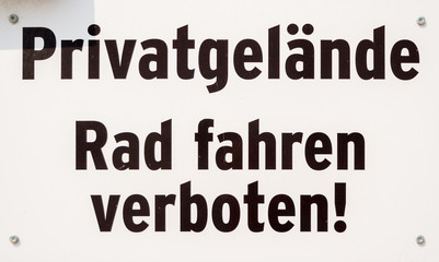 Rad fahren verboten
