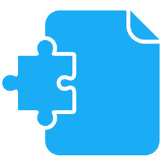 Icono documento simbolo puzzle azul