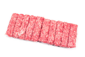 Raw kebab minced meat isolated on white