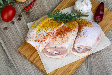 Raw chicken thights