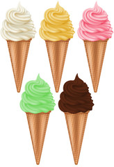 Ice cream cones. Vector illustration.