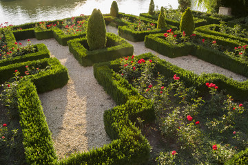 Elegant garden near a lake