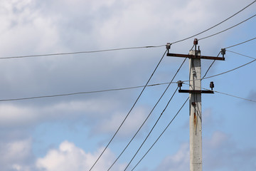 Electric pole with wires