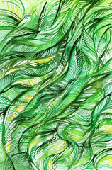 pattern of green divorces, watercolor abstract background