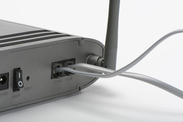 Router VOIP, detalle posterior