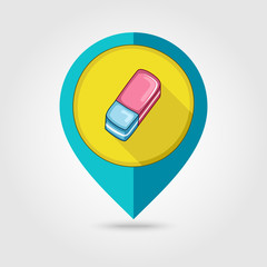 Eraser flat mapping pin icon