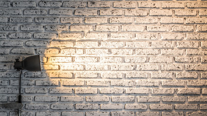 brick wall with lighting bulb and blank space for text or object