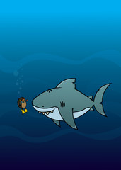 Obraz premium Hedgehog and shark.Funny,sweet and silly looking cartoon characters.