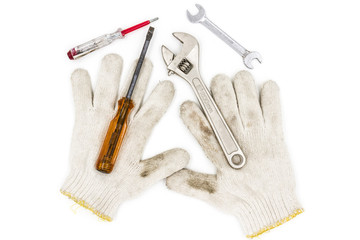 old tools include Gloves, wrench and screwdriver